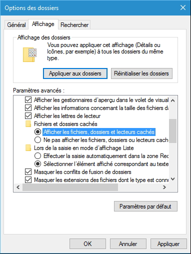 Fichiers cachés