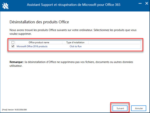 Désinstaller Office