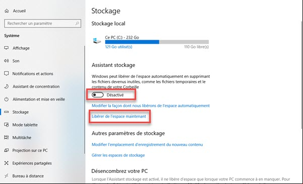 Nettoyage disque