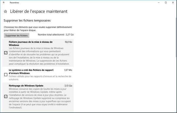 Nettoyage stockage Windows 10