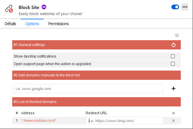 Block site Youtube 
