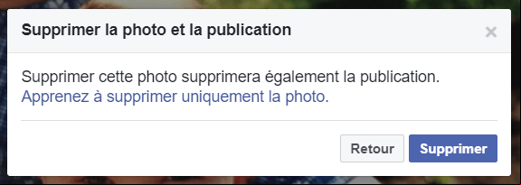 Supprimer la photo et la publication