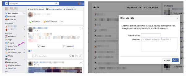 Créer une liste d'amis